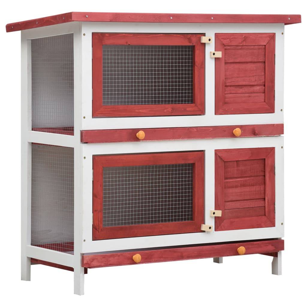 Vidaxl - Clapier d'extérieur 4 portes Rouge Bois vidaXL 170836 - Imagen 1
