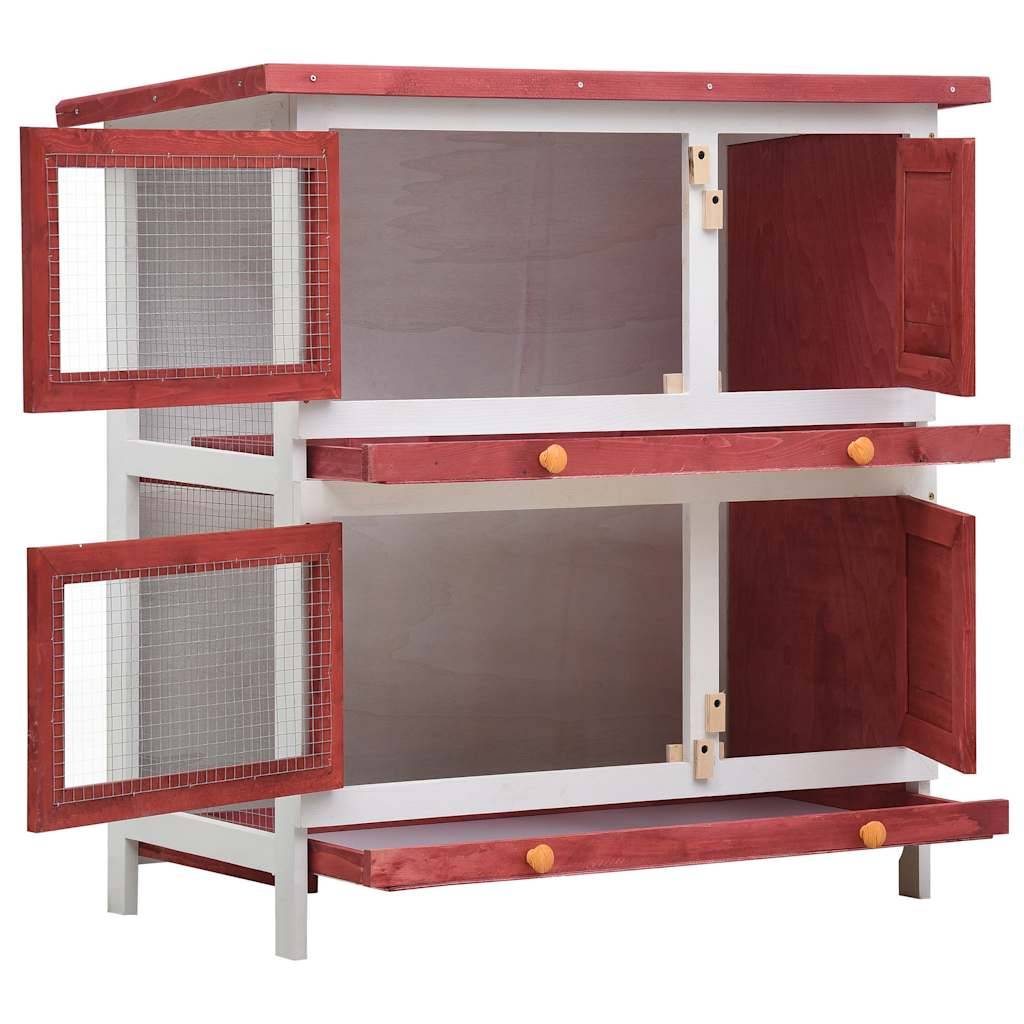 Vidaxl - Clapier d'extérieur 4 portes Rouge Bois vidaXL 170836 - Imagen 6