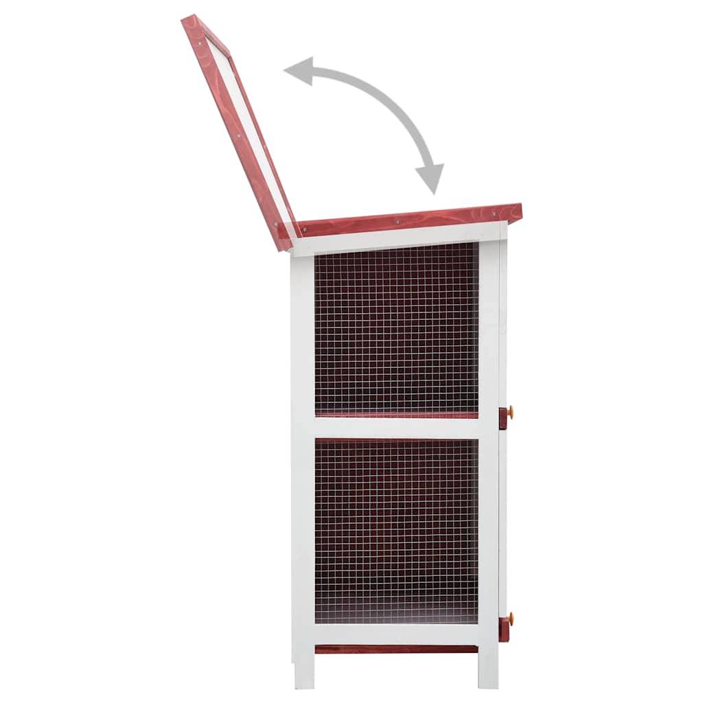 Vidaxl - Clapier d'extérieur 4 portes Rouge Bois vidaXL 170836 - Imagen 5
