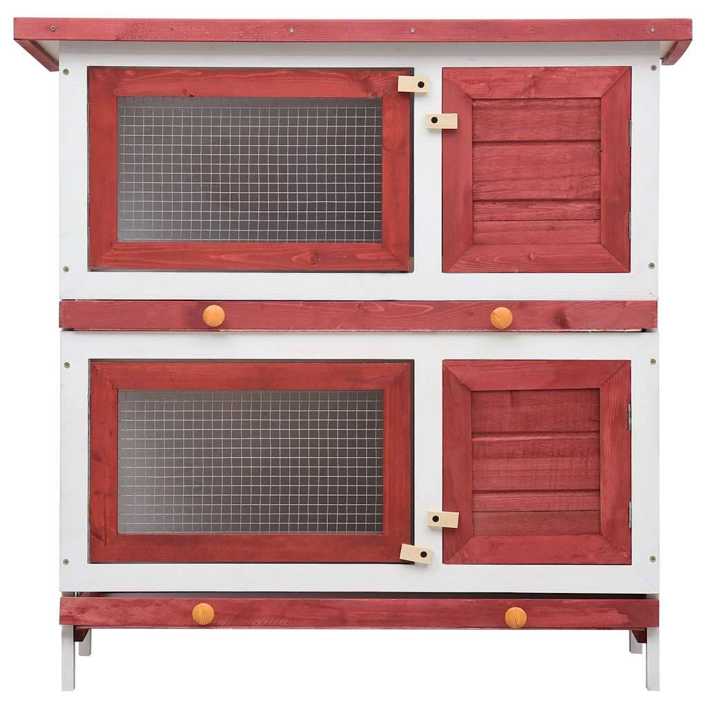 Vidaxl - Clapier d'extérieur 4 portes Rouge Bois vidaXL 170836 - Imagen 4