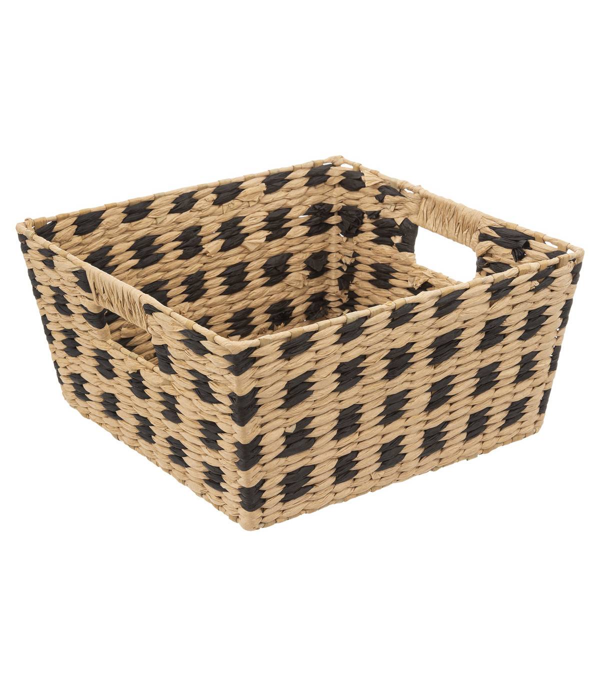 Panier de rangement tressé naturel et noir 31 x 15 cm - Imagen 1