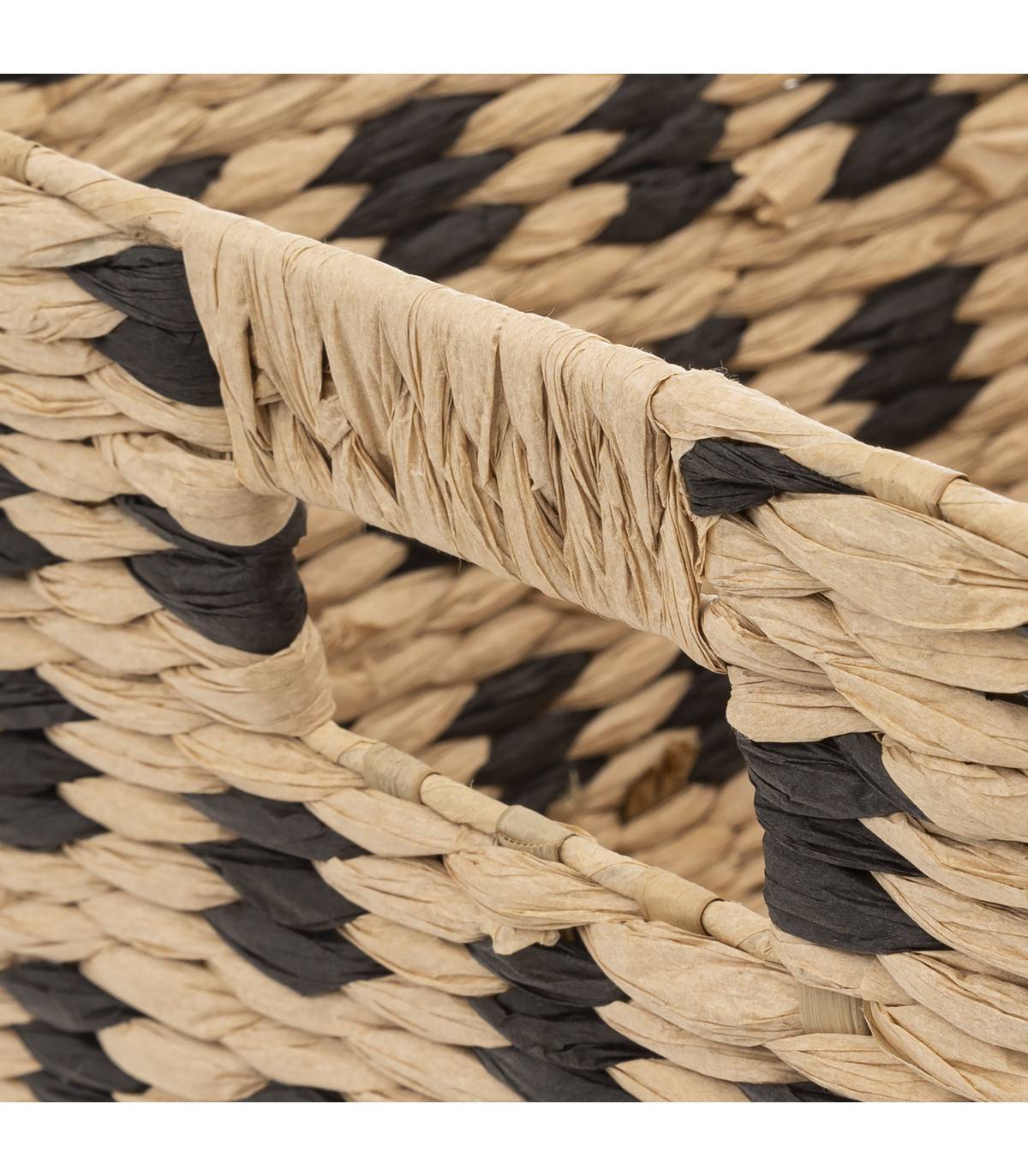 Panier de rangement tressé naturel et noir 31 x 15 cm - Imagen 2