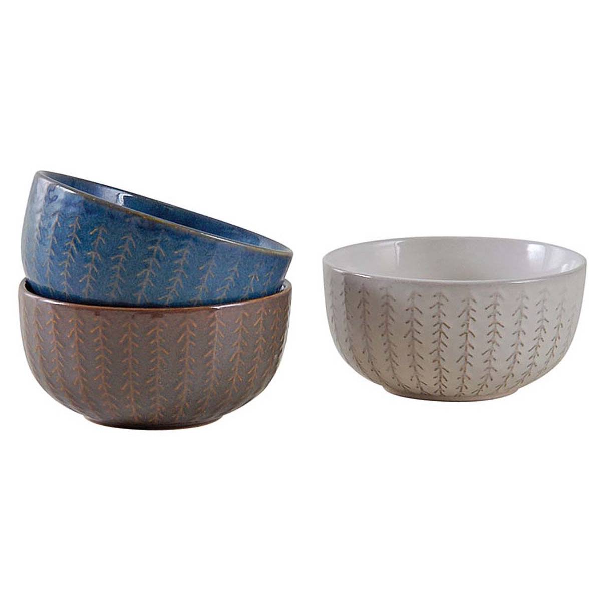 Aubry Gaspard - Bol classique en grès Chevrons 520ml (Lot de 3) - Imagen 1