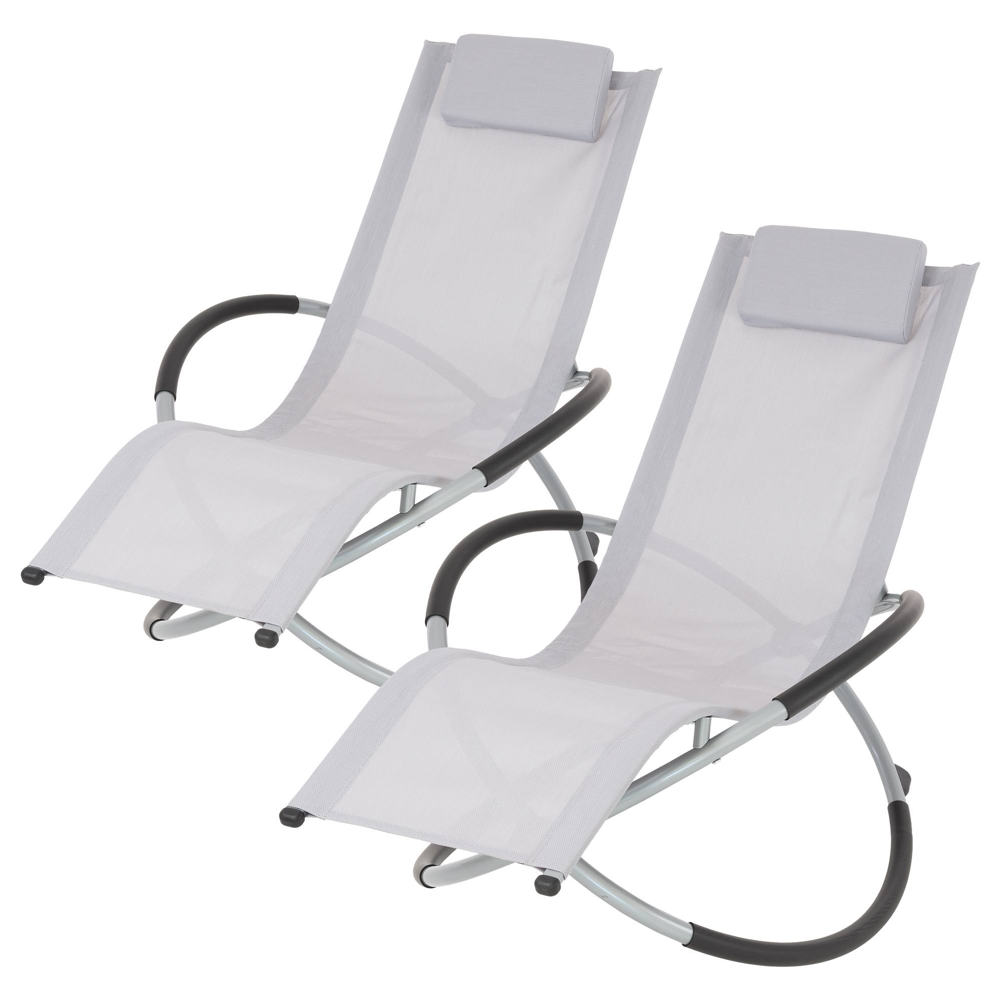 Ecd-Germany - 2x Chaise Longue Géométrique Gris Clair avec Cadre en Acier Appui-tête Pliable - Imagen 1