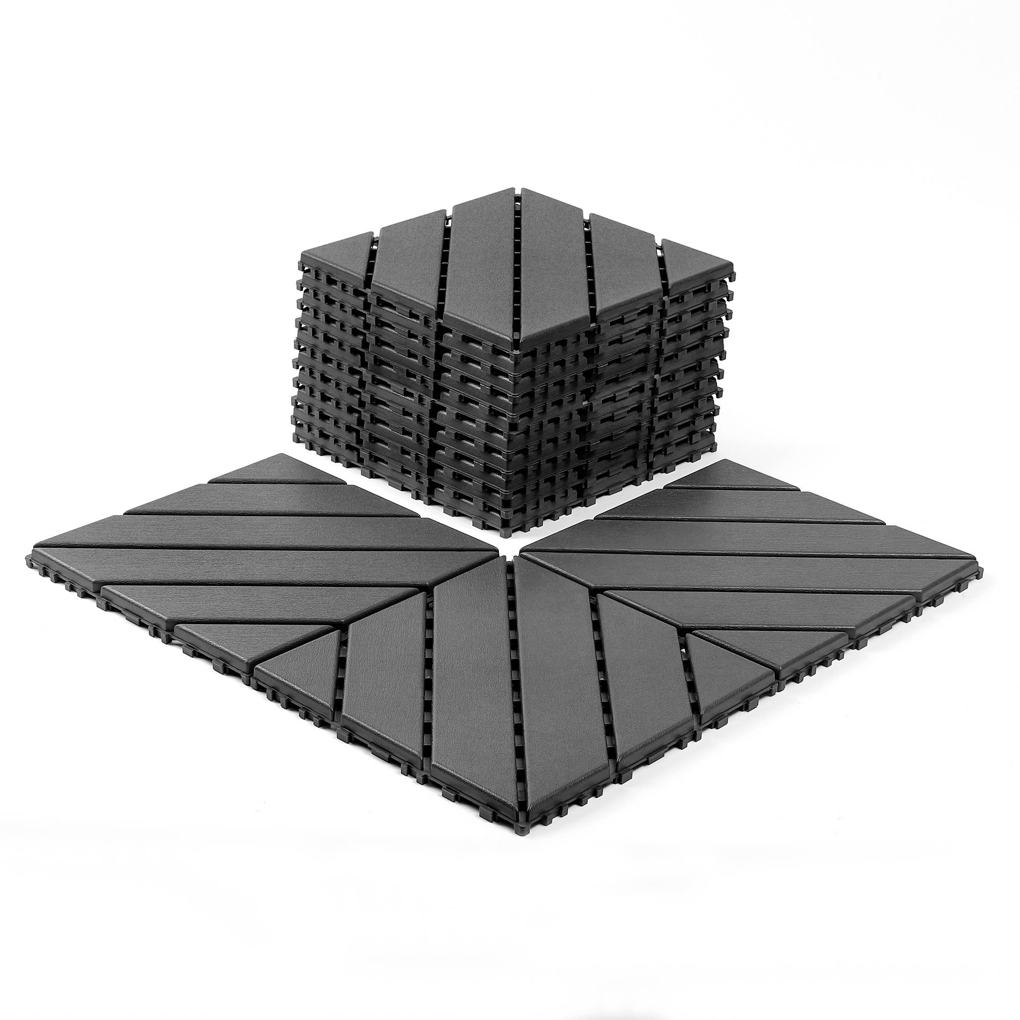 Dalles terrasse clipsables polypropylène jardin balcon drainantes 30x30cm gris foncé - ComfortXL Outdoor Living - Image 1