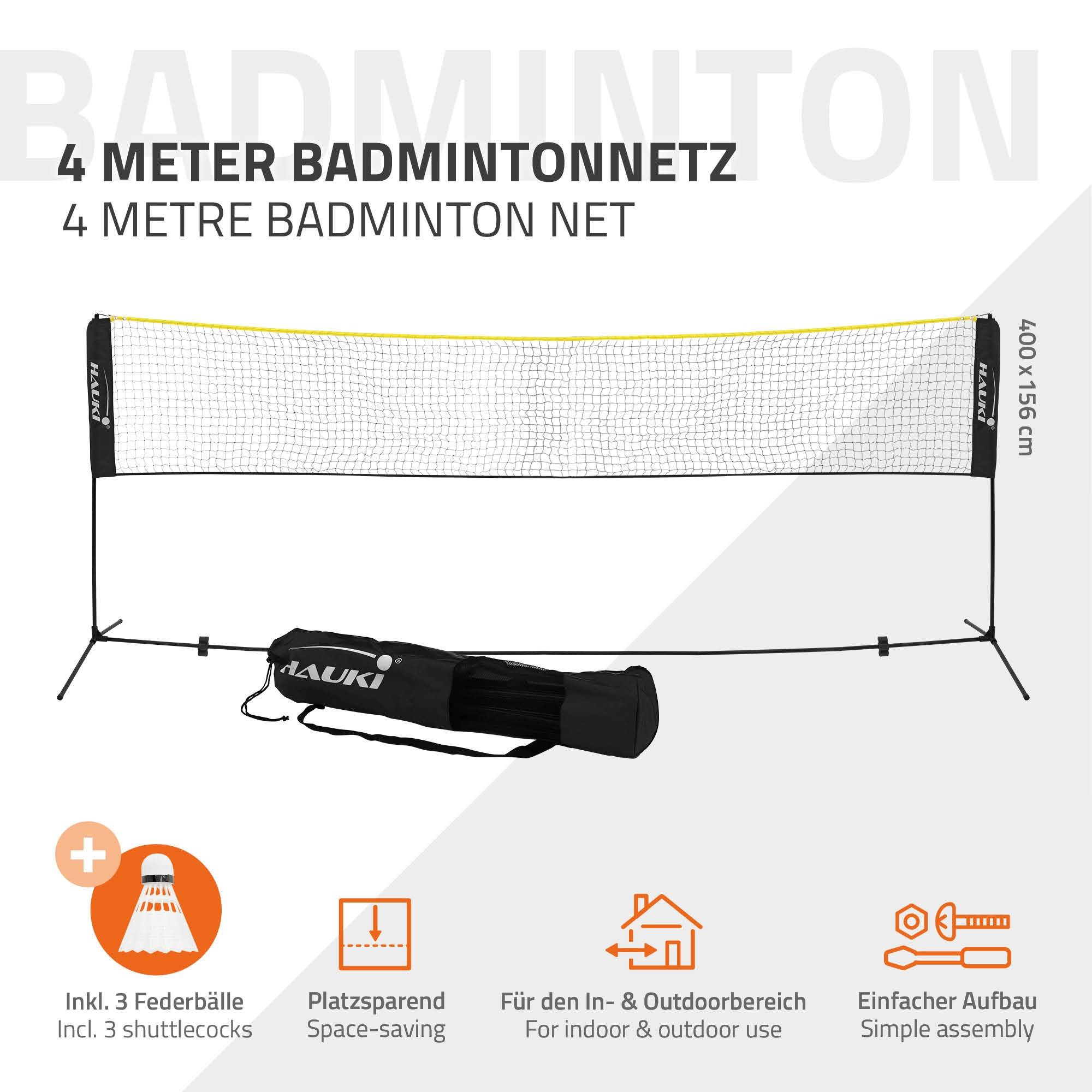 Filet de badminton 4m filet de volley-ball/tennis noir portable hauteur 156cm - Image 2
