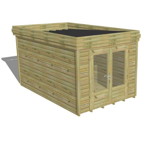 ABRI DE JARDIN bois autoclave 27mm - 2,64x4,34m / 11m2 - Bac acier - Plancher bois - Image 1