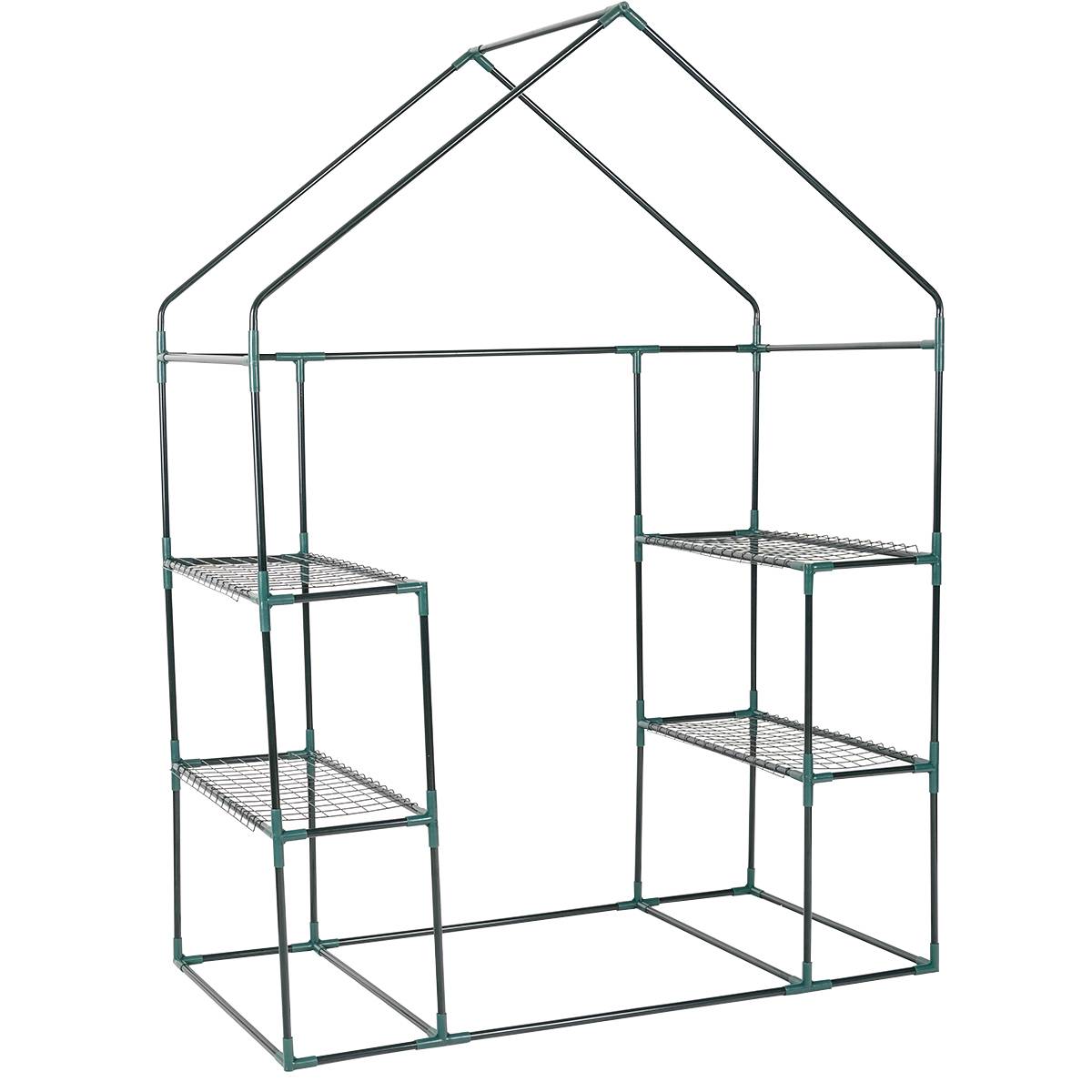 Mini Serre de Jardin 1.04m² Serre à Potager PVC cadre en fer 3 étages Transparent 143x73x195cm F174R MAISON CHIC - Image 2
