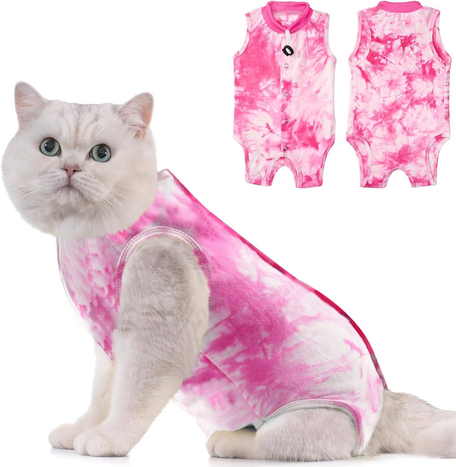 Combinaison de Récupération pour Chat Anti Léchage Rose M