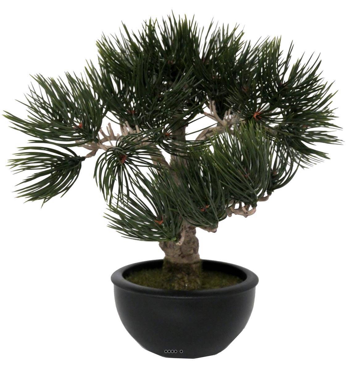 Artificielles - Bonsai Pin artificiel H 33 cm 43 touffes d'aiguilles en pot Noir - Imagen 2