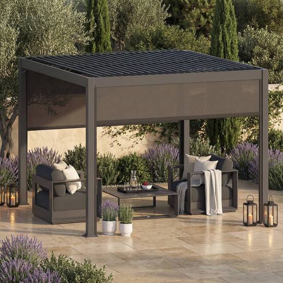 Pergola autoportante Evonis 3x3m gris graphite Hespéride - Image 1
