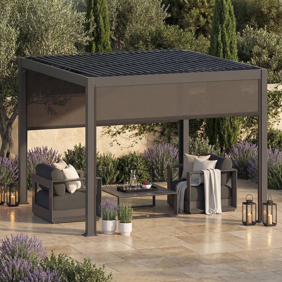 Pergola autoportante Evonis 3x3m gris graphite Hespéride - Image 1