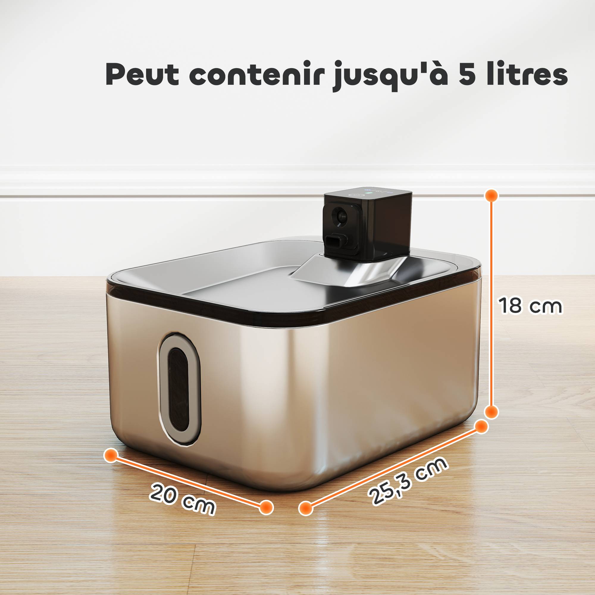 Sans Marque - Fontaine à eau pour chat automatique en inox 5L, silencieuse, distributeur eau chat 3-étapes filtre chargeur USB, argent - Image 5