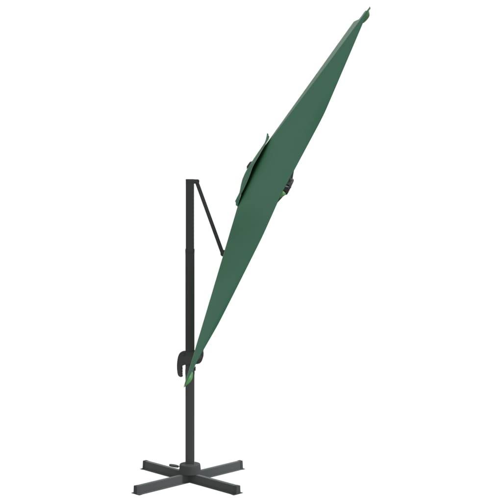 Helloshop26 - Parasol meuble de jardin sol déporté avec mât en aluminium 300 x 300 cm vert - Imagen 3