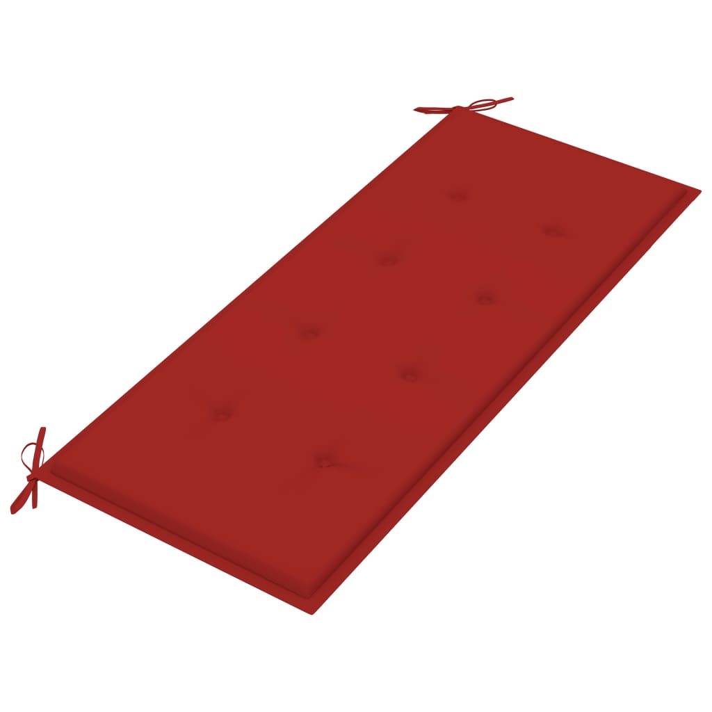 Helloshop26 - Banc de jardin meuble de patio d'extérieur terrasse empilable et coussin rouge 128,5 x 57,5 x 90 cm bois de teck massif - Imagen 6
