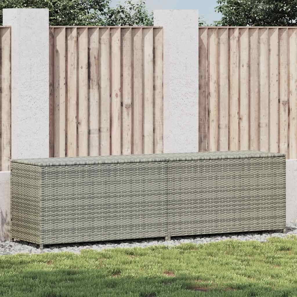 Coffre de Jardin XXL Résine Tressée Étanche avec Vérins pour Extérieur Gris 200x50x60 cm – ComfortXL Outdoor Living - Image 1