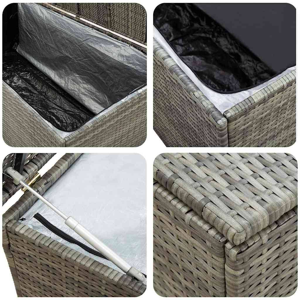 Coffre de Jardin XXL Résine Tressée Étanche avec Vérins pour Extérieur Gris 200x50x60 cm – ComfortXL Outdoor Living - Image 7