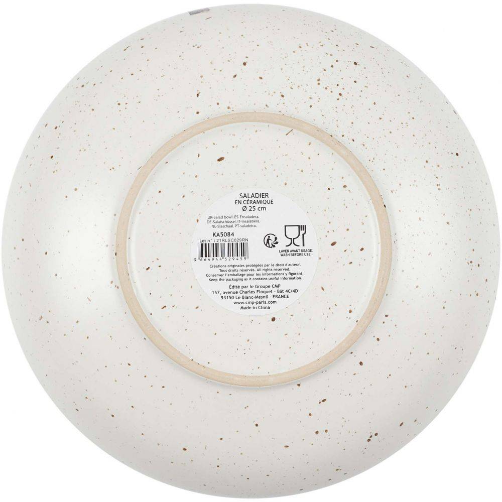 The Home Deco Factory - Saladier en grès 25 cm Portofino - blanc - Imagen 4