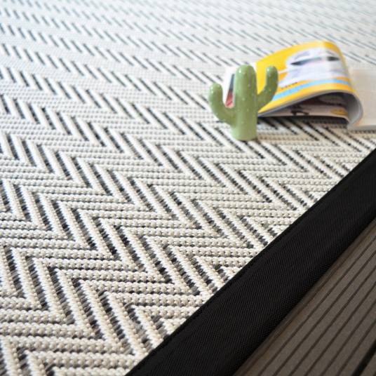 Decoweb - Tapis intérieur / extérieur - Java Chevron blanc - Ganse noire - 120 x 170 cm - Decoweb - Image 2
