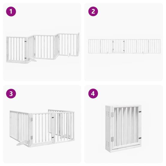 ComfortXL - Barrière Chien avec Porte 6 Panneaux Bois Pliable Sécurité 300x60cm Blanc – ComfortXL Outdoor Living - Image 7