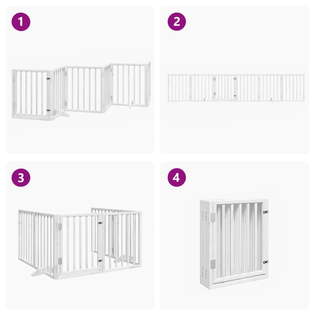 ComfortXL - Barrière Chien avec Porte 6 Panneaux Bois Pliable Sécurité 300x60cm Blanc – ComfortXL Outdoor Living - Image 7