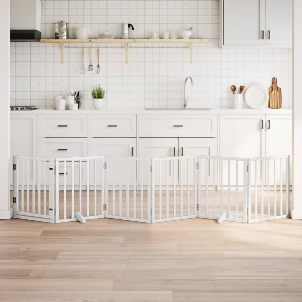 ComfortXL - Barrière Chien avec Porte 6 Panneaux Bois Pliable Sécurité 300x60cm Blanc – ComfortXL Outdoor Living - Image 1