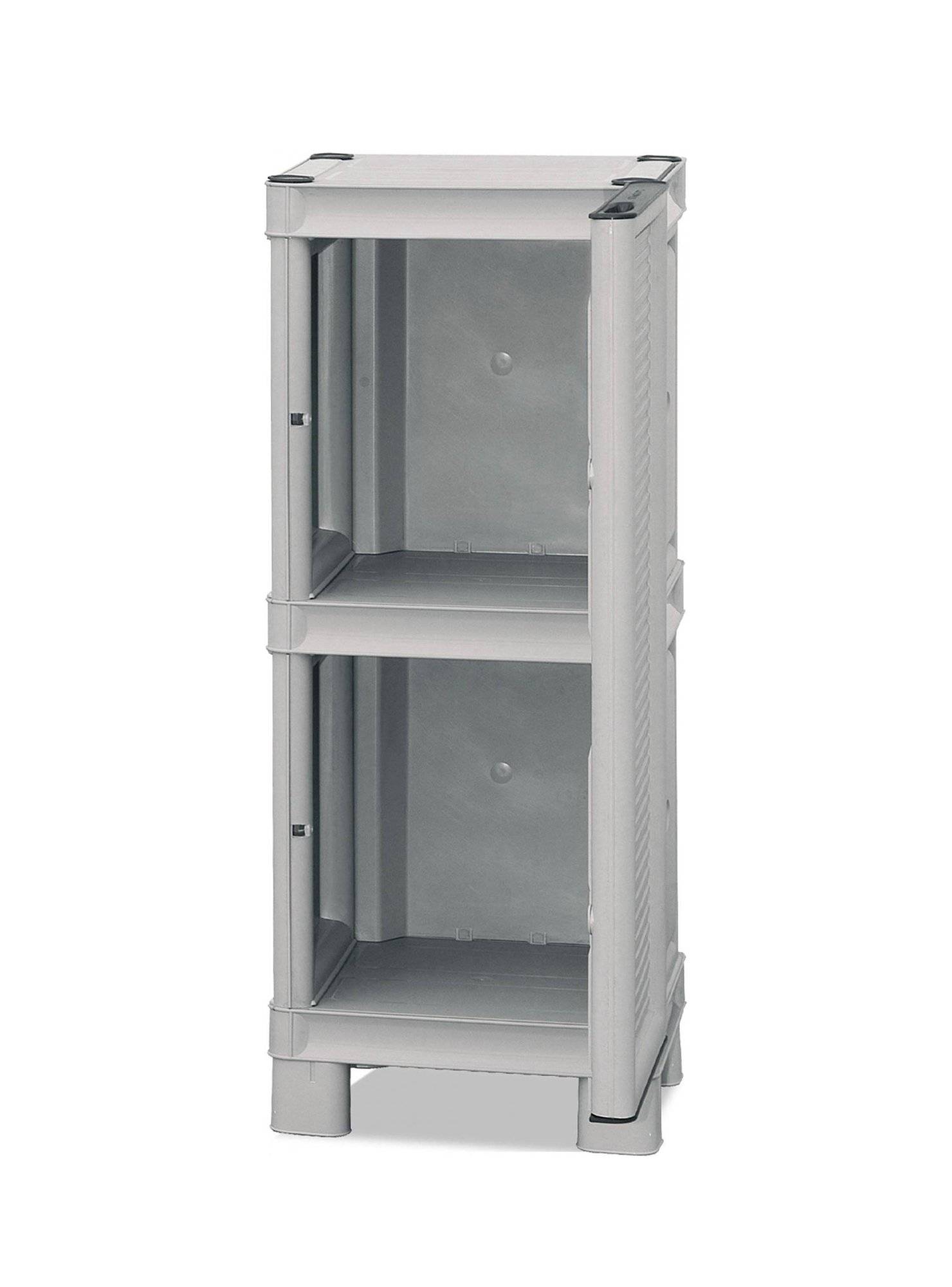 Dmora - Armoire d'extérieur Dbiondin, Mobilier d'extérieur, Armoire de balcon polyvalente, Armoire d'extérieur, Gris clair, 35x39h92 cm - Dmora - Imagen 6