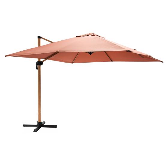 Oviala - Parasol déporté carré 3x3m effet bois argile Brescia - Oviala - Image 1