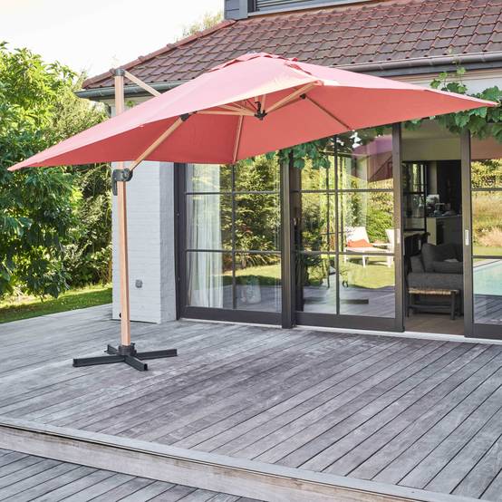 Oviala - Parasol déporté carré 3x3m effet bois argile Brescia - Oviala - Image 2