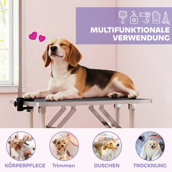 ComfortXL - Table de toilettage pour chien acier inoxydable 81 x 48,5 x 80 cm noire pliable avec surface antidérapante - Image 7