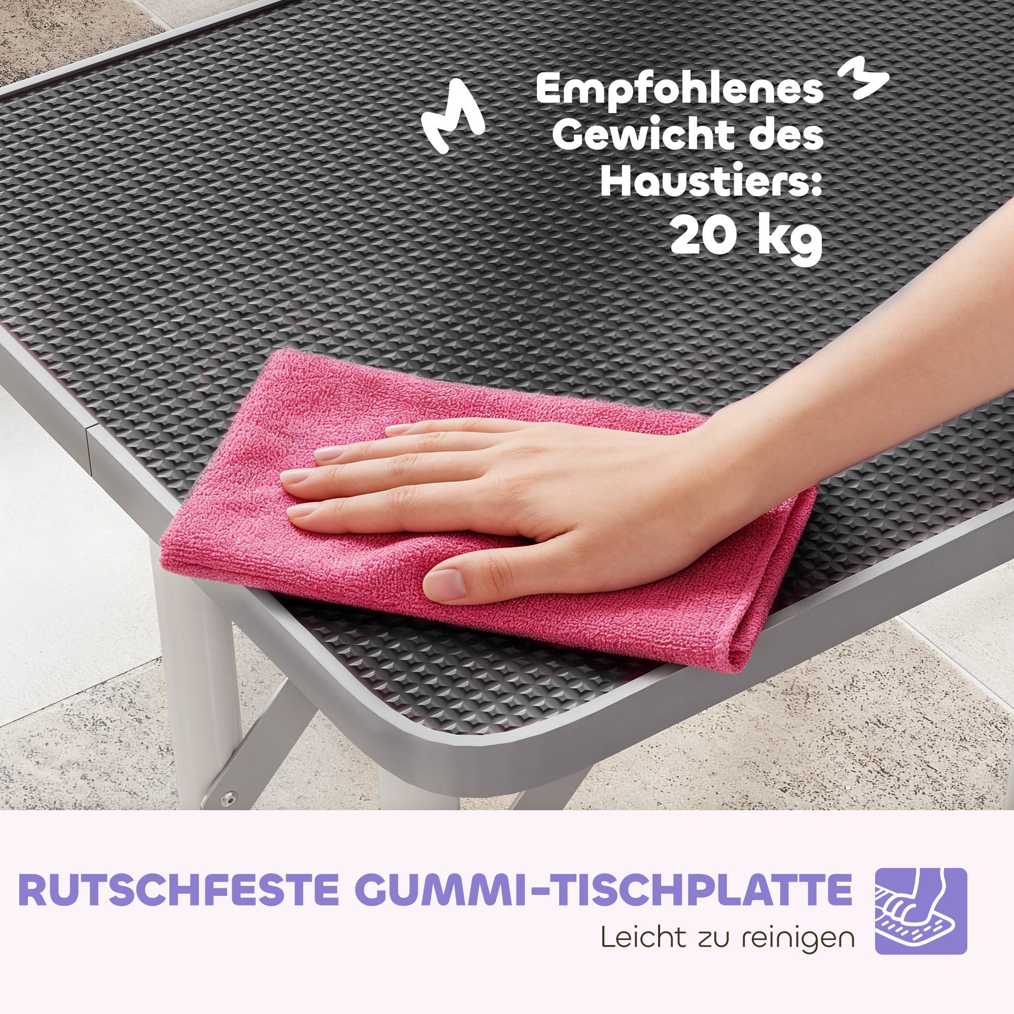 ComfortXL - Table de toilettage pour chien acier inoxydable 81 x 48,5 x 80 cm noire pliable avec surface antidérapante - Image 6