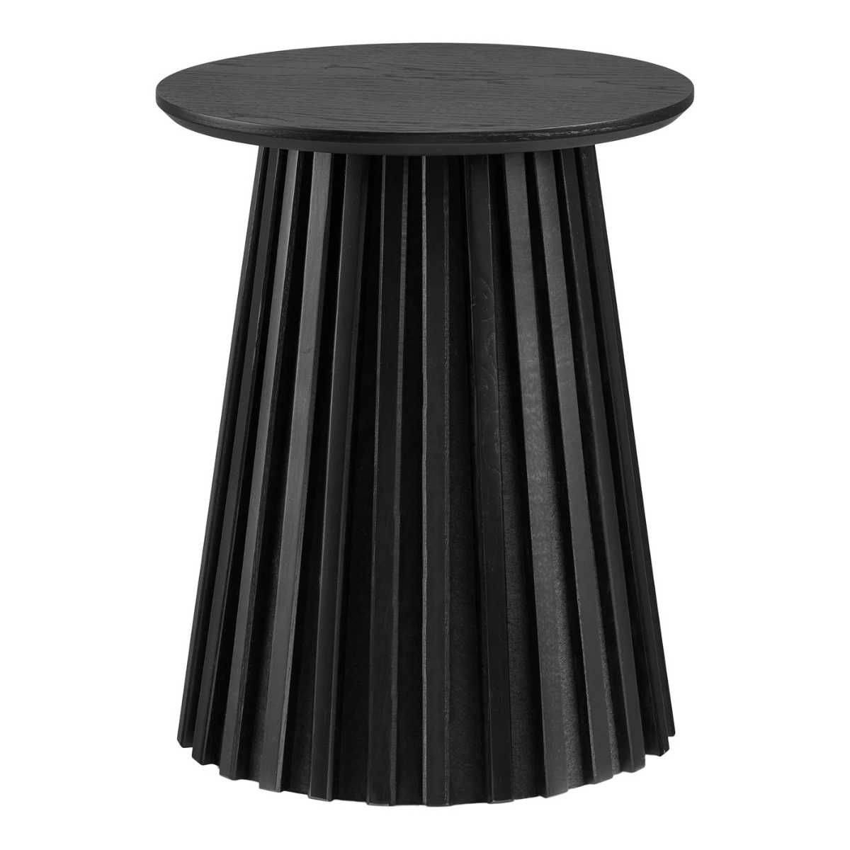 Table d'appoint Ronde Pied Central Relief MDF Placage Chêne noir - DUBLIN - Image 1
