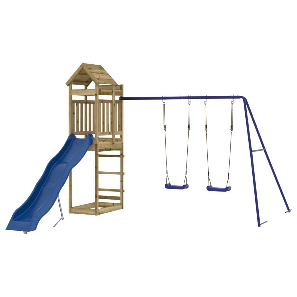 Helloshop26 - Aire de jeux d'extérieur balançoires toboggan portiques robuste jeux jardin 320 x 349 x 238 cm bois de pin imprégné - Imagen 3