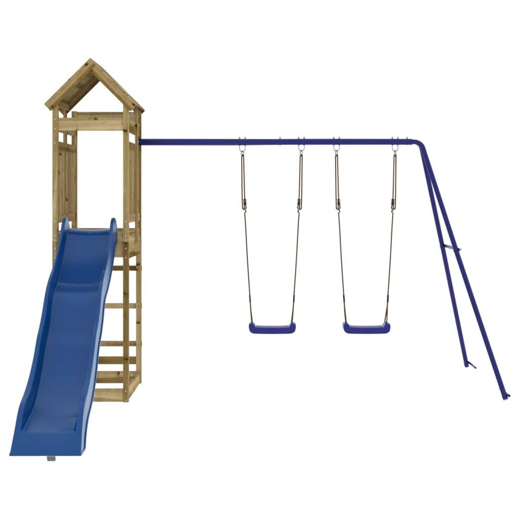 Helloshop26 - Aire de jeux d'extérieur balançoires toboggan portiques robuste jeux jardin 320 x 349 x 238 cm bois de pin imprégné - Imagen 2