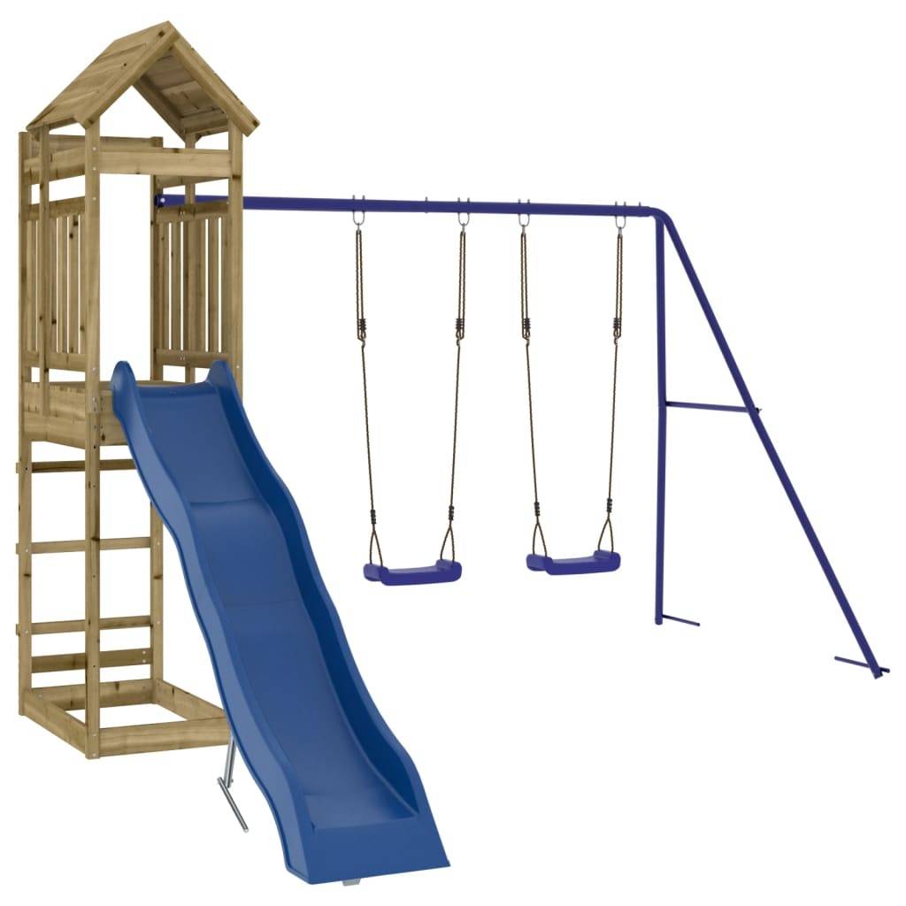 Helloshop26 - Aire de jeux d'extérieur balançoires toboggan portiques robuste jeux jardin 320 x 349 x 238 cm bois de pin imprégné - Imagen 1