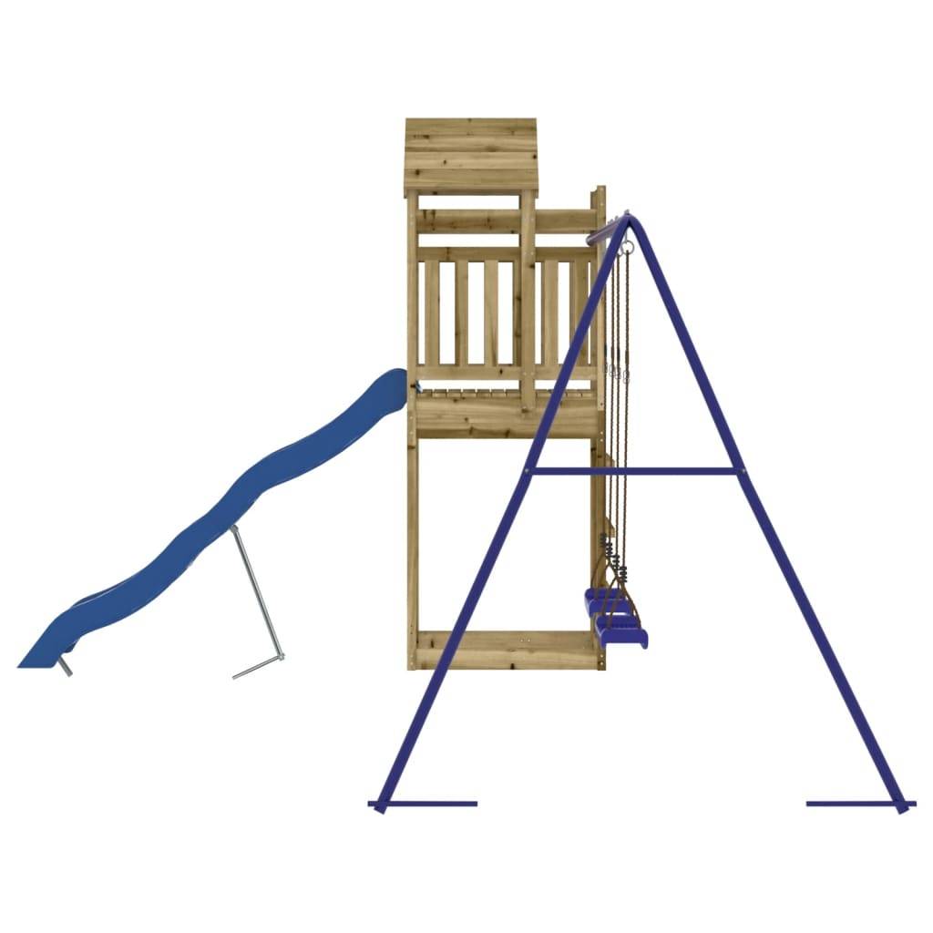 Helloshop26 - Aire de jeux d'extérieur balançoires toboggan portiques robuste jeux jardin 320 x 349 x 238 cm bois de pin imprégné - Imagen 4