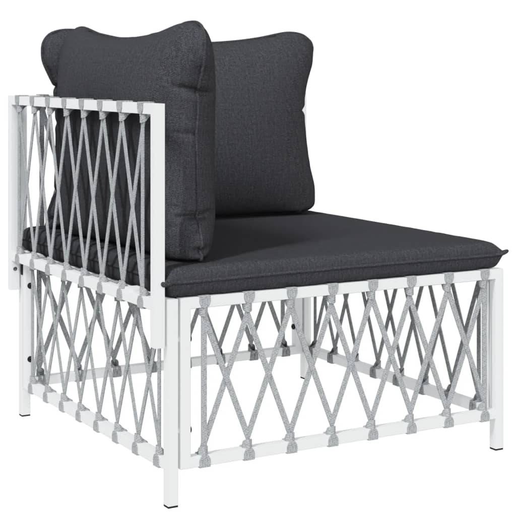 Helloshop26 - Salon de jardin meuble d'extérieur ensemble de mobilier avec coussins 11 pièces blanc acier - Imagen 2