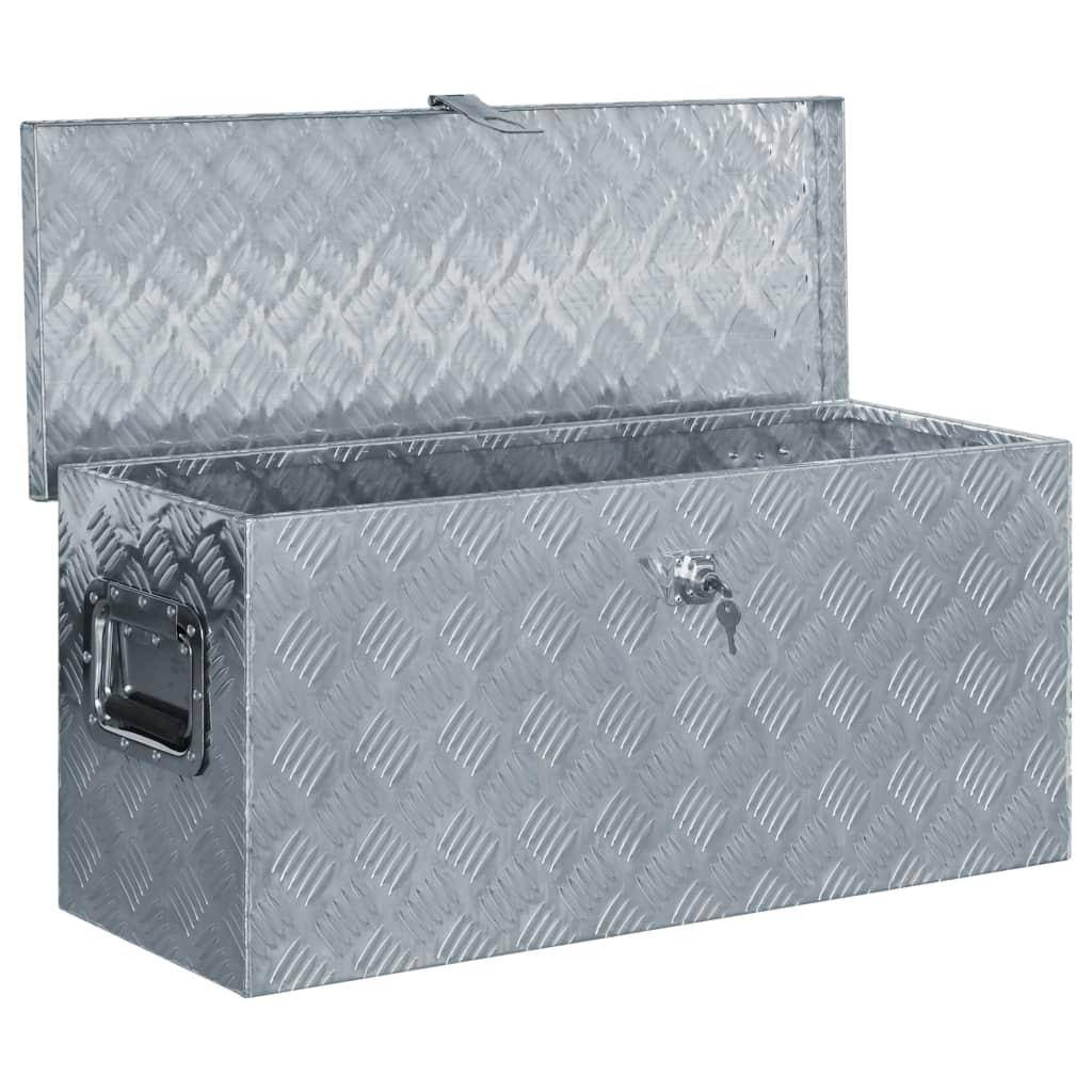 Helloshop26 - Boîte en aluminium argenté outils coffre de rangement caisse à outils 80 x 30 x 35 cm argenté - Imagen 4