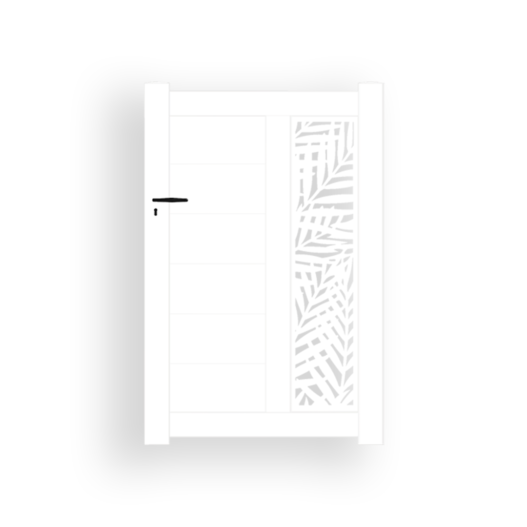 Portail Packit - Portillon alu découpe laser en kit dim. L.1000 (entre piliers) x H.1500 mm  Blanc (RAL 9010)