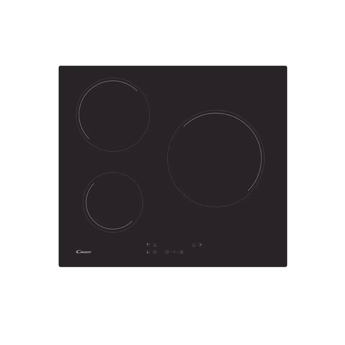 Table de cuisson vitrocéramique 59cm 3 feux 5500w CH63CC/4U2 Candy - Image 1