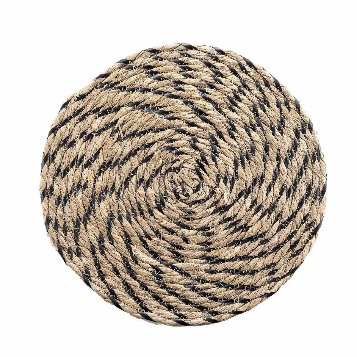 Set de Table Rond en Paille "Nala" 38cm Naturel & Noir - Image 1