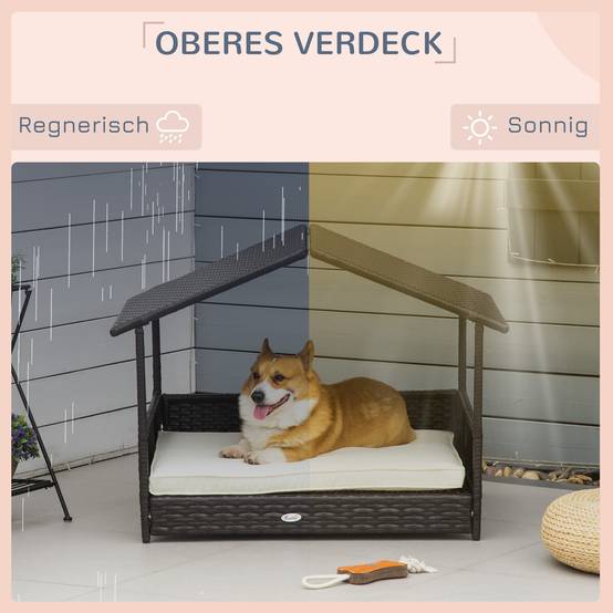Niche pour chien en résine tressée marron 98 x 69 x 73 cm - PANGIVO - Image 6