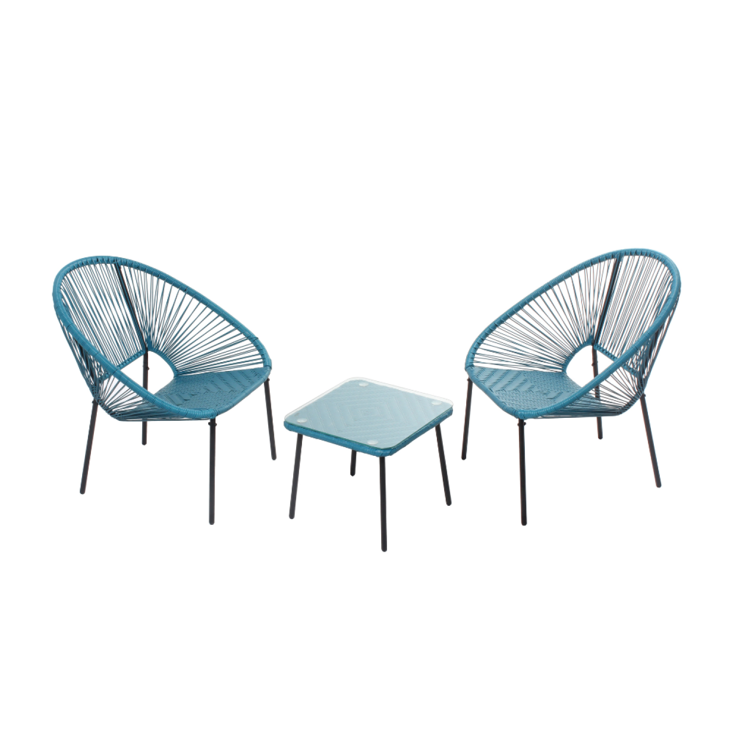 Concept Usine - Set de 2 fauteuils + table basse bleu ACAPULCO - Image 1