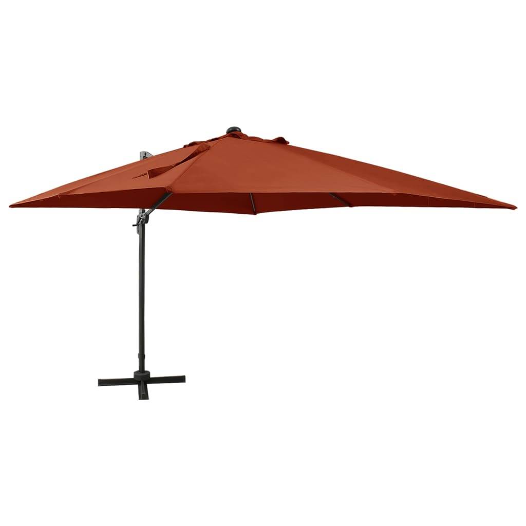 Helloshop26 - Parasol meuble de jardin déporté avec mât et lumières led 300 cm terre cuite - Imagen 1