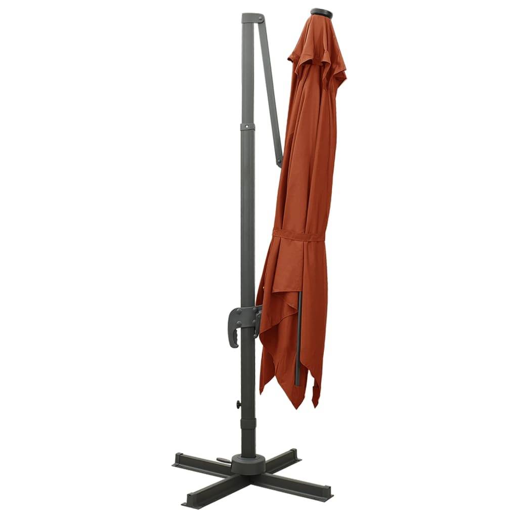 Helloshop26 - Parasol meuble de jardin déporté avec mât et lumières led 300 cm terre cuite - Imagen 4