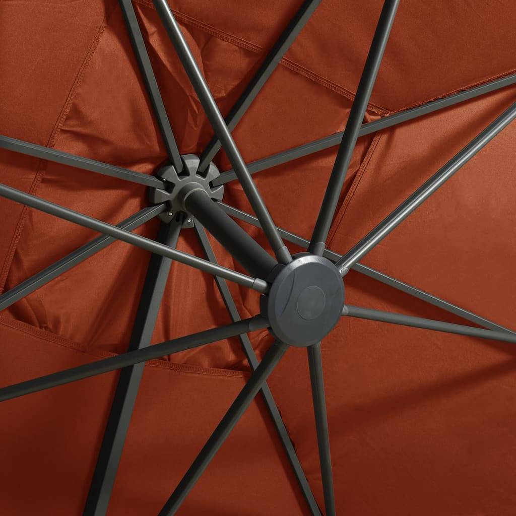 Helloshop26 - Parasol meuble de jardin déporté avec mât et lumières led 300 cm terre cuite - Imagen 7