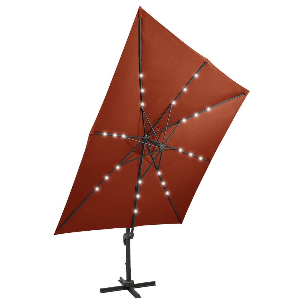 Helloshop26 - Parasol meuble de jardin déporté avec mât et lumières led 300 cm terre cuite - Imagen 6