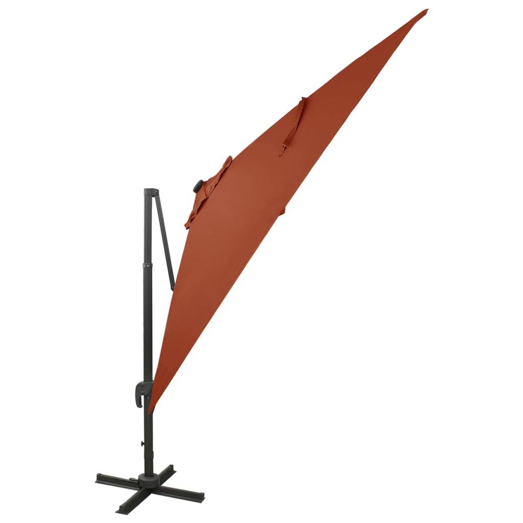 Helloshop26 - Parasol meuble de jardin déporté avec mât et lumières led 300 cm terre cuite - Imagen 2