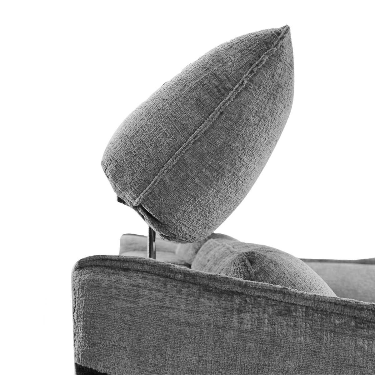 Canapé 2 places relax électrique tissu chenillé bicolore gris et gris carbone - AKENIA - Image 5