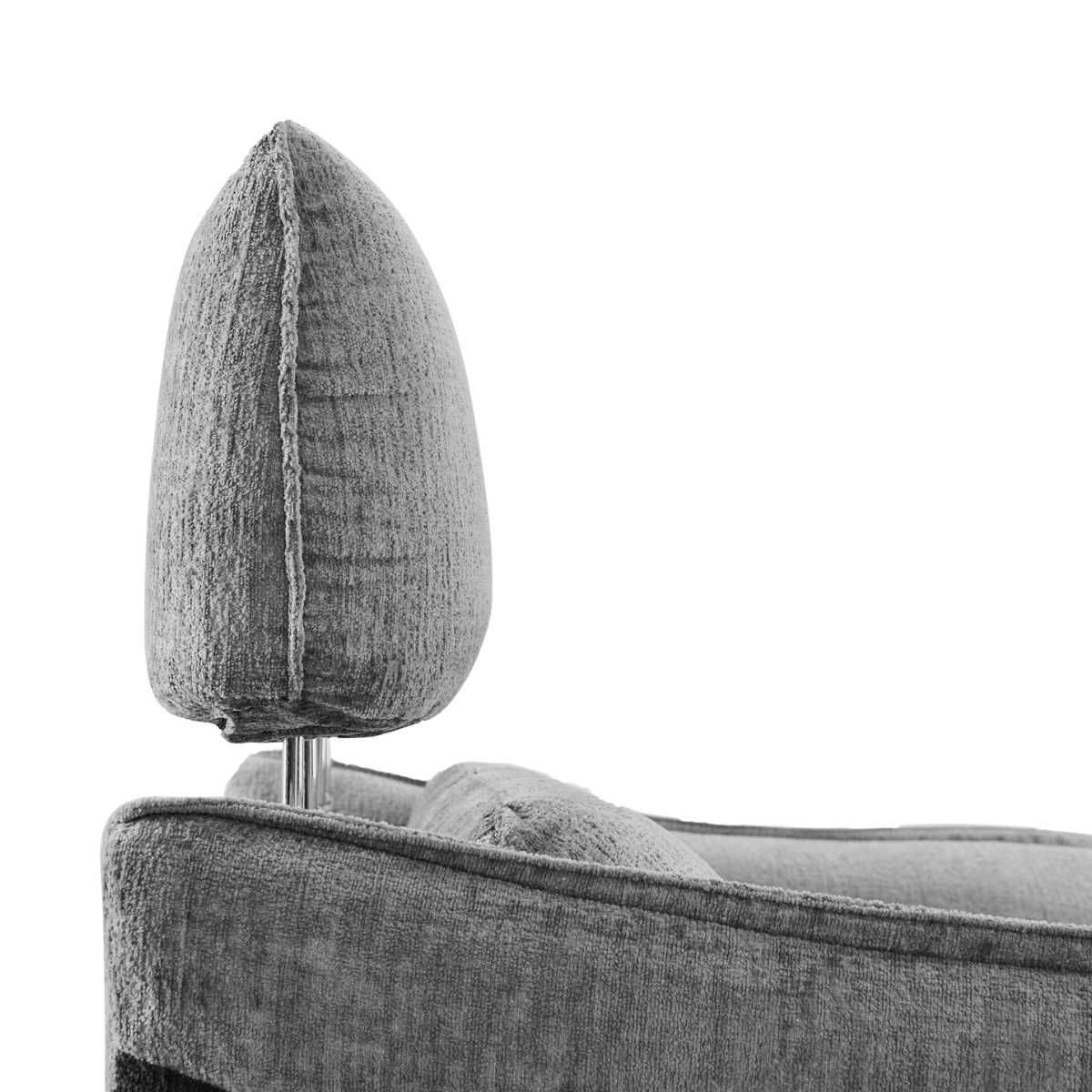 Canapé 2 places relax électrique tissu chenillé bicolore gris et gris carbone - AKENIA - Image 4